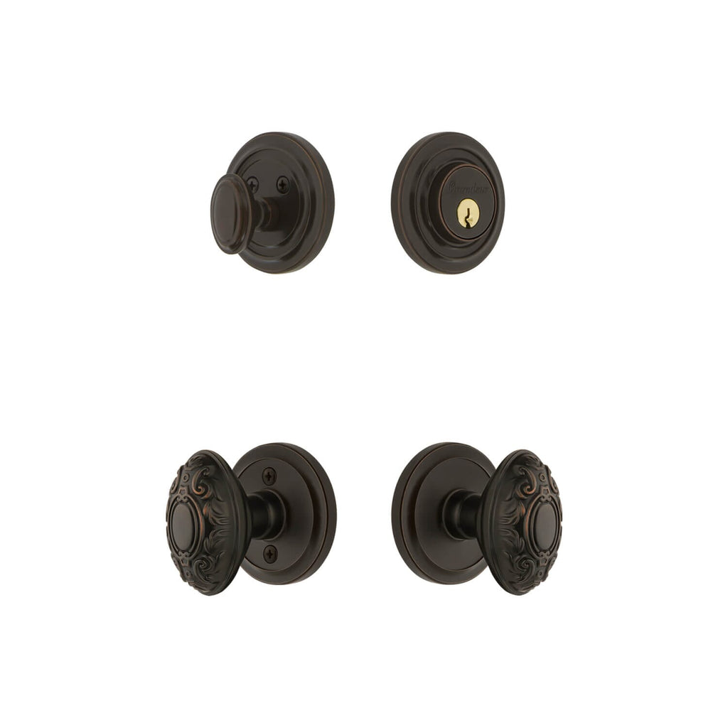 Circulaire Rosette Entry Set with Grande Victorian Knob in Timeless Bronze