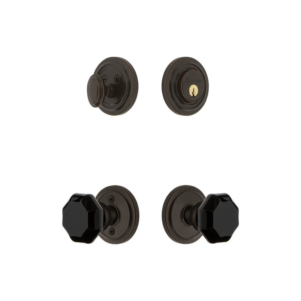 Circulaire Rosette Entry Set with Lyon Knob in Timeless Bronze