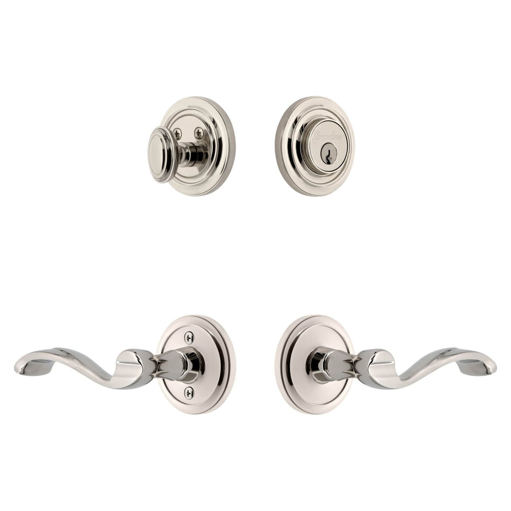 Circulaire Rosette Entry Set with Portofino Lever in Polished Nickel