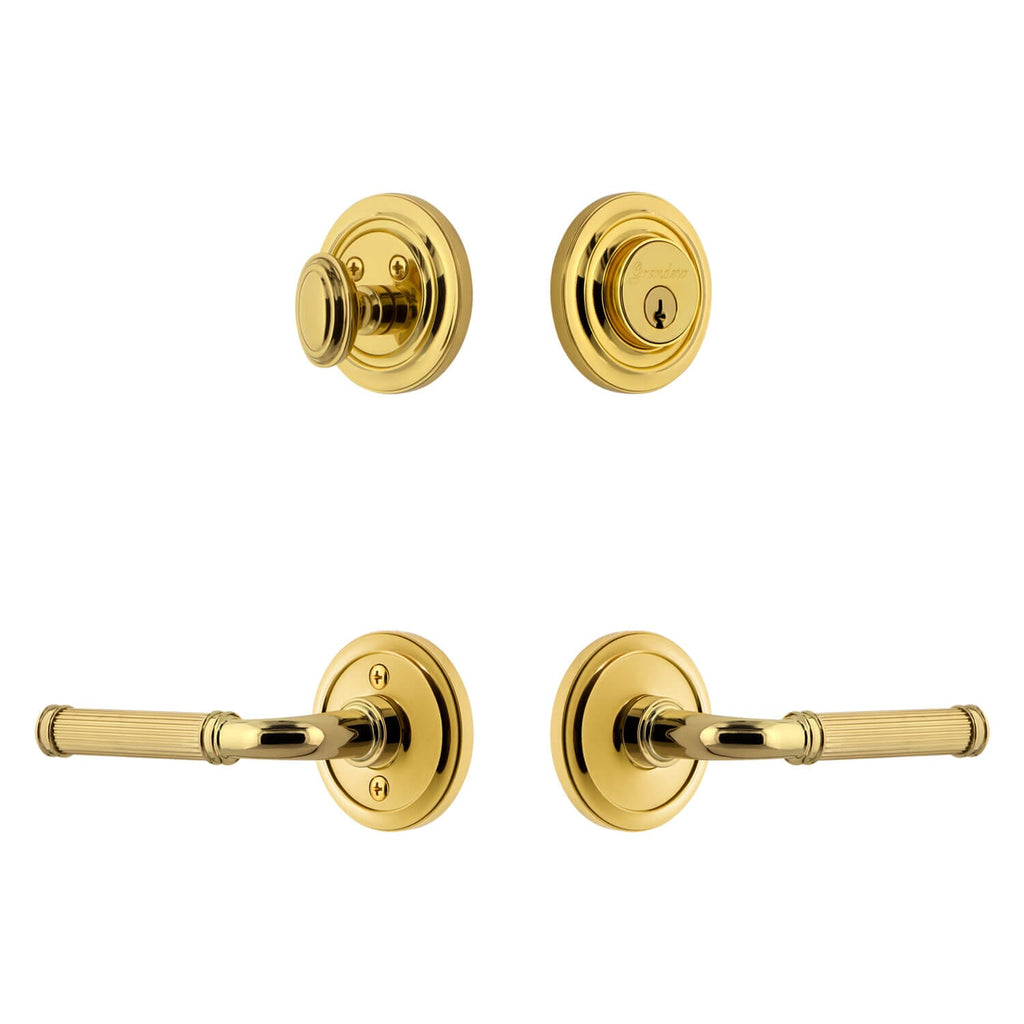 Circulaire Rosette Entry Set with Soleil Lever in Lifetime Brass