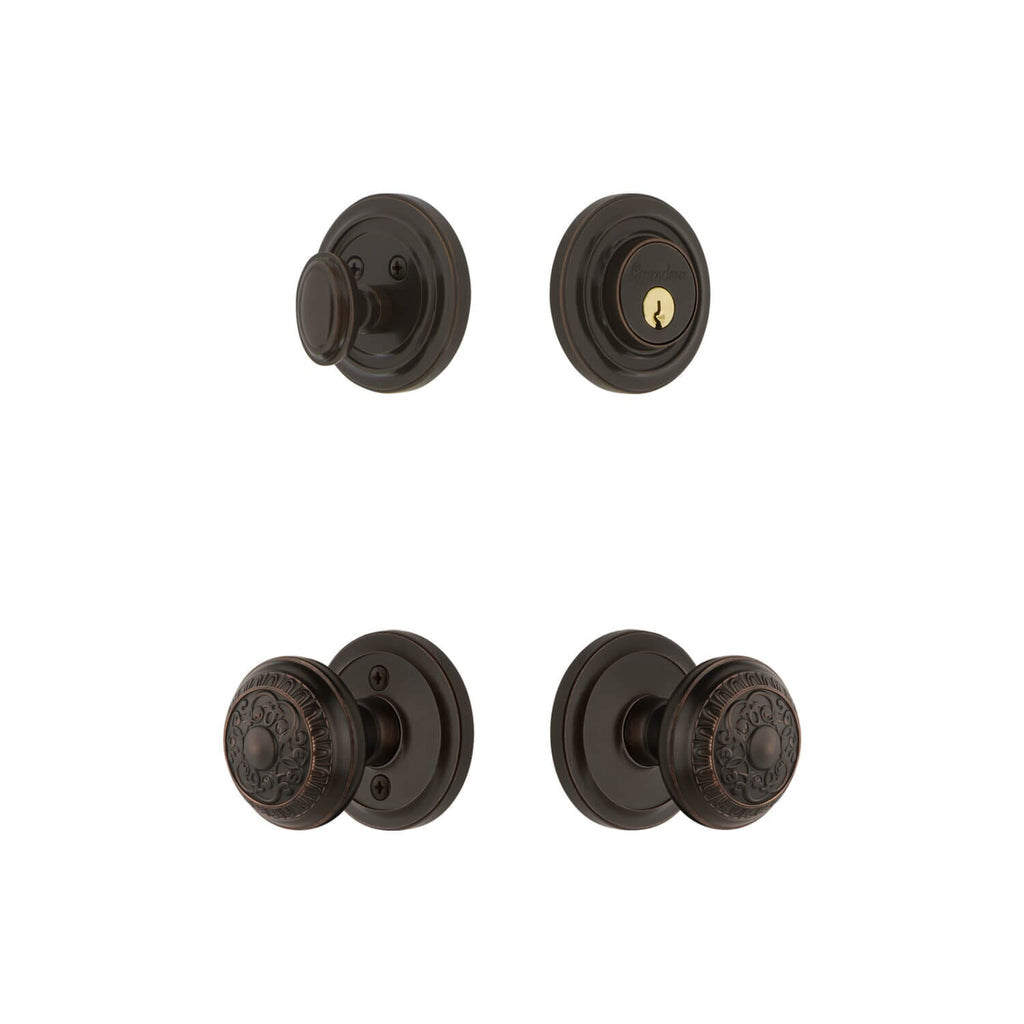 Circulaire Rosette Entry Set with Windsor Knob in Timeless Bronze