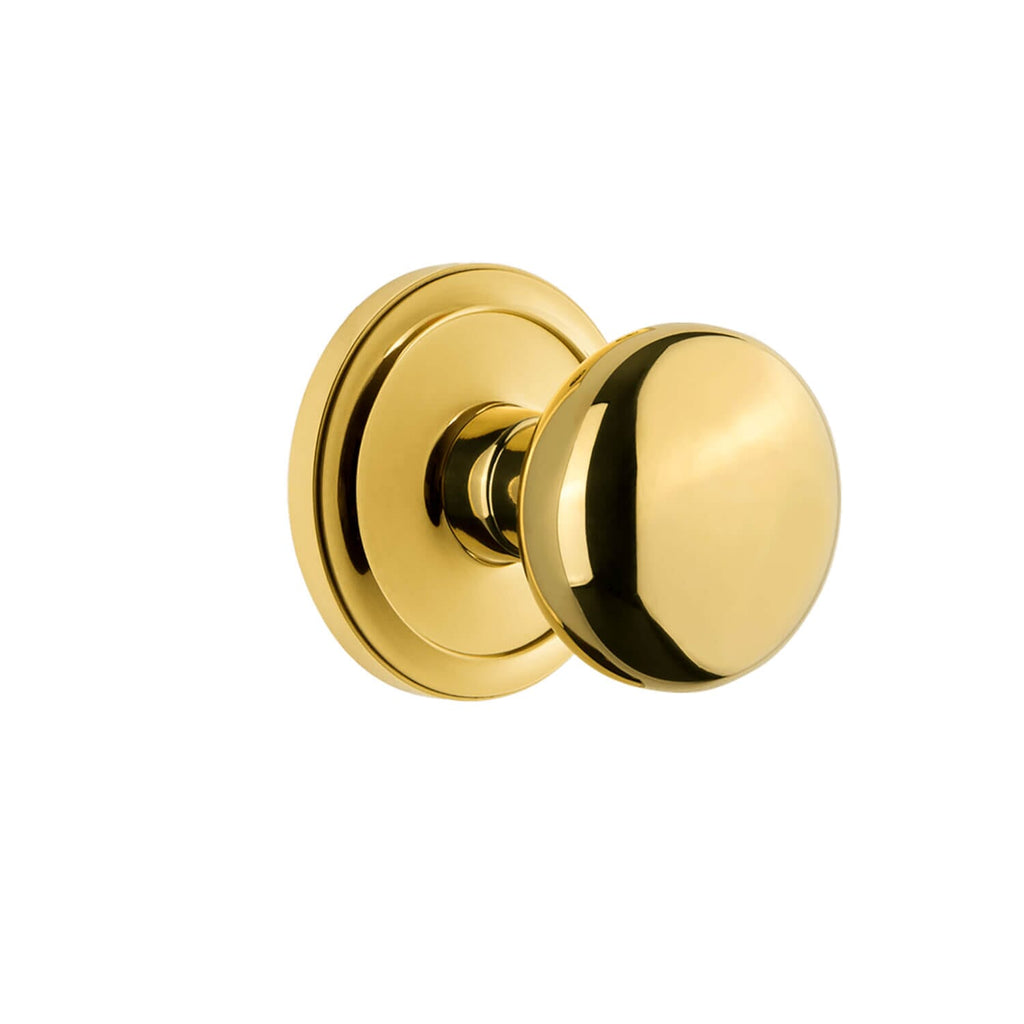 Circulaire Rosette with Fifth Avenue Knob in Lifetime Brass