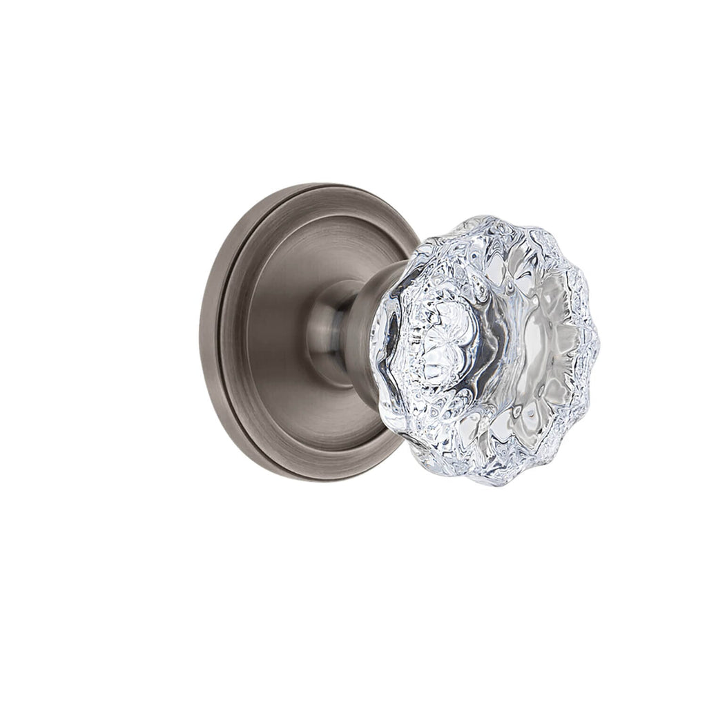 Circulaire Rosette with Fontainebleau Crystal Knob in Antique Pewter