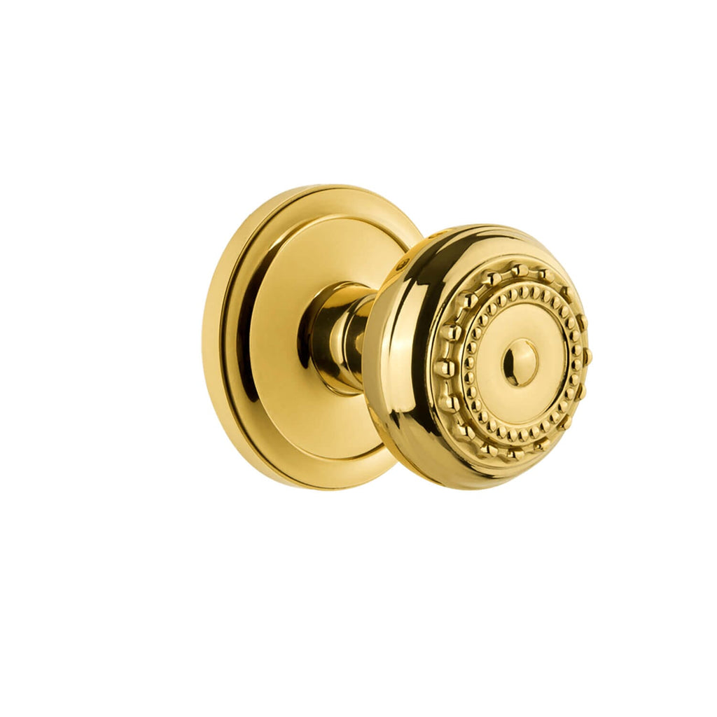 Circulaire Rosette with Parthenon Knob in Polished Brass