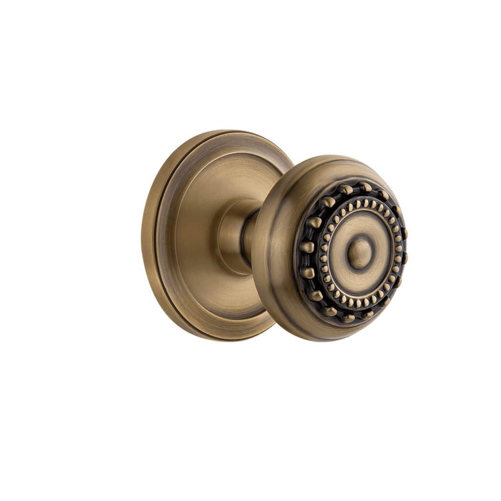 Circulaire Rosette with Parthenon Knob in Vintage Brass