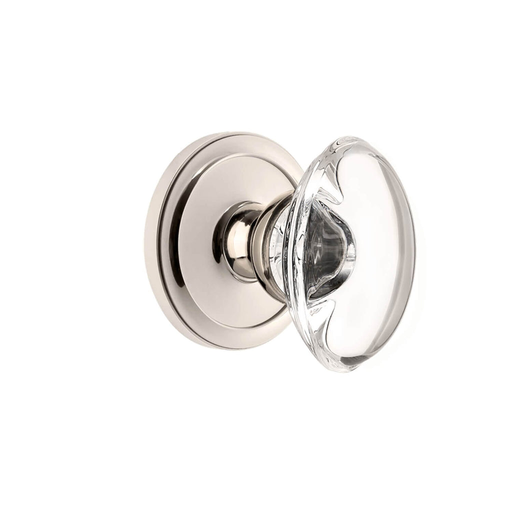 Circulaire Rosette with Provence Crystal Knob in Polished Nickel