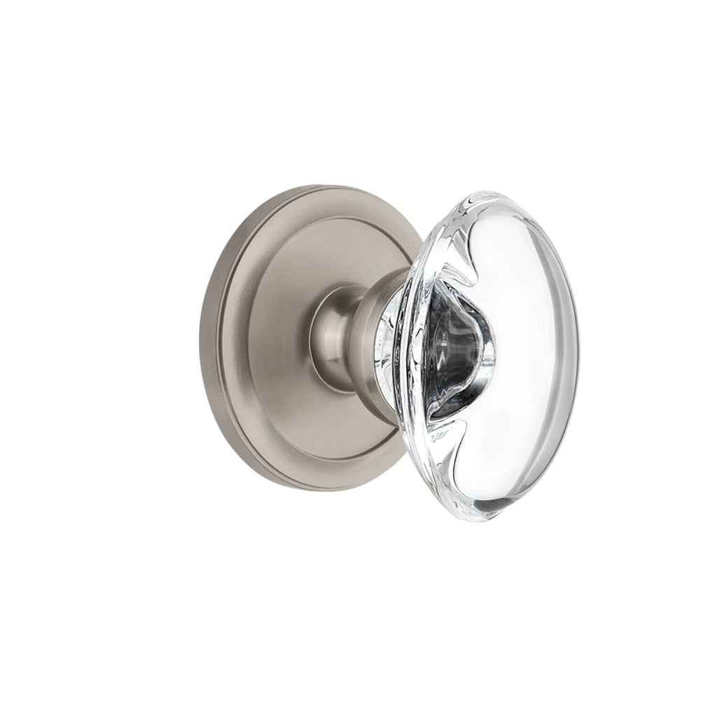 Circulaire Rosette with Provence Crystal Knob in Satin Nickel