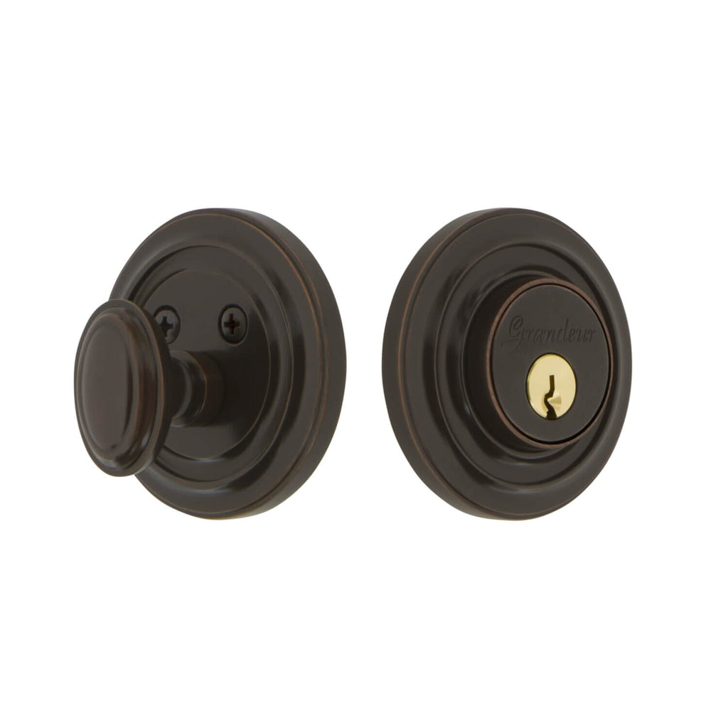 Circulaire Single Cylinder Deadbolt in Timeless Bronze