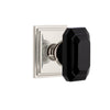 Carré Square Rosette with Baguette Black Crystal Knob in Polished Nickel
