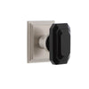 Carré Square Rosette with Baguette Black Crystal Knob in Satin Nickel