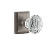 Carré Square Rosette with Brilliant Crystal Knob in Antique Pewter