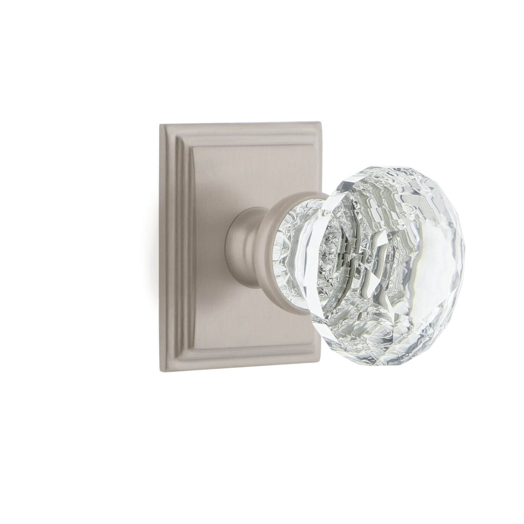 Carré Square Rosette with Brilliant Crystal Knob in Satin Nickel