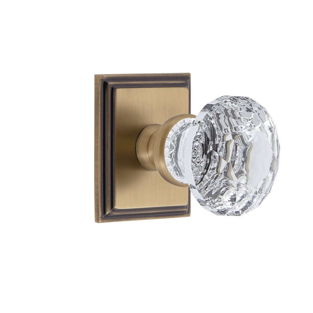 Carré Square Rosette with Brilliant Crystal Knob in Vintage Brass