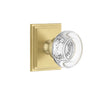 Carré Square Rosette with Bordeaux Crystal Knob in Satin Brass