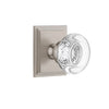 Carré Square Rosette with Bordeaux Crystal Knob in Satin Nickel