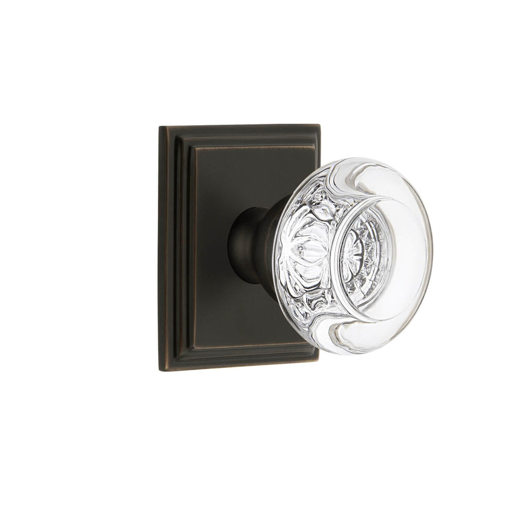 Carré Square Rosette with Bordeaux Crystal Knob in Timeless Bronze