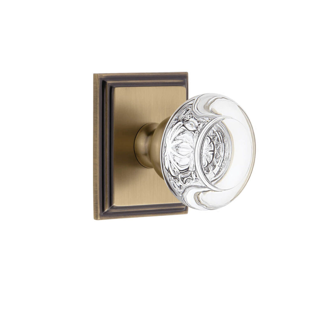 Carré Square Rosette with Bordeaux Crystal Knob in Vintage Brass