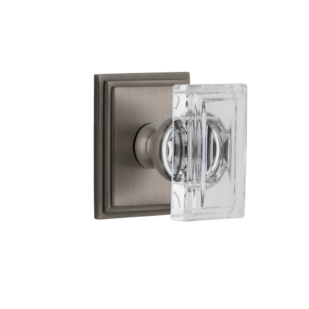 Carré Square Rosette with Carré Crystal Knob in Antique Pewter