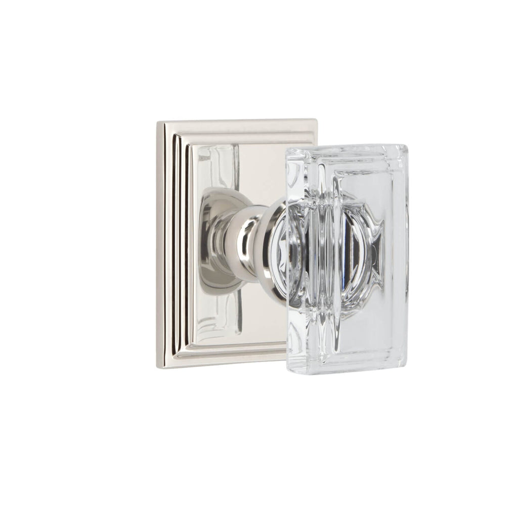 Carré Square Rosette with Carré Crystal Knob in Polished Nickel