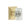 Carré Square Rosette with Carré Crystal Knob in Satin Brass