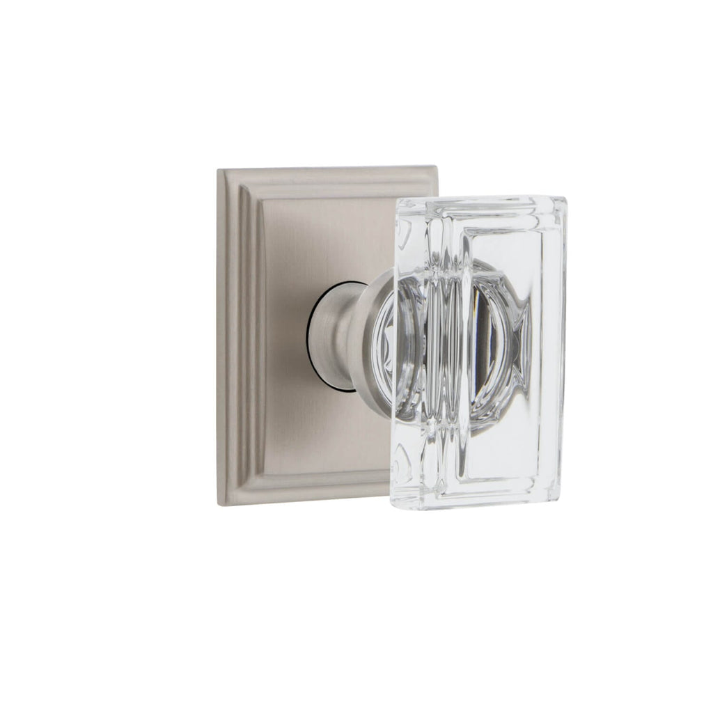 Carré Square Rosette with Carré Crystal Knob in Satin Nickel
