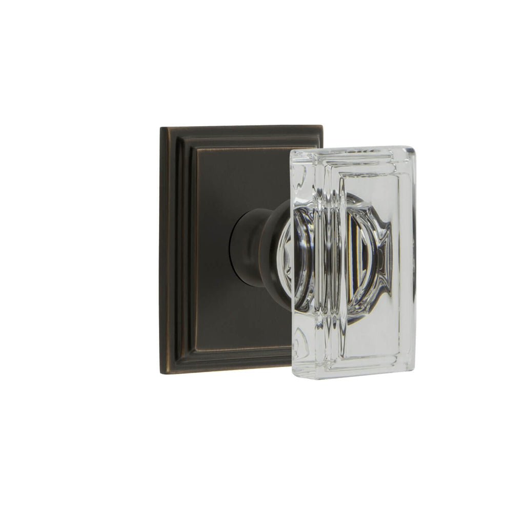 Carré Square Rosette with Carré Crystal Knob in Timeless Bronze
