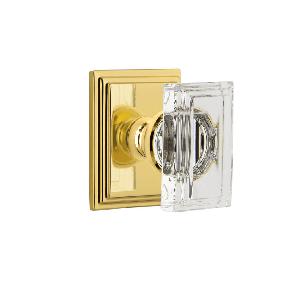 Carré Square Rosette with Carré Crystal Knob in Lifetime Brass
