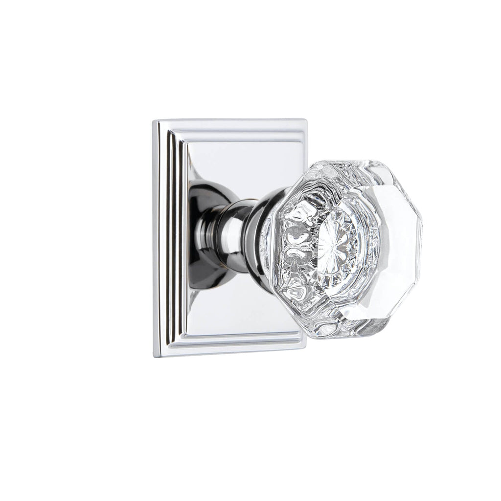 Carré Square Rosette with Chambord Crystal Knob in Bright Chrome