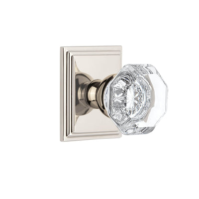 Carré Square Rosette with Chambord Crystal Knob in Polished Nickel