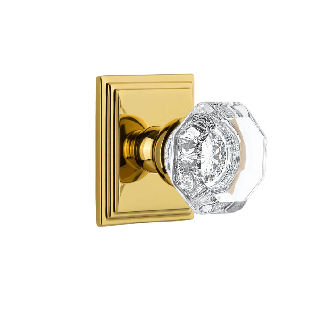 Carré Square Rosette with Chambord Crystal Knob in Lifetime Brass