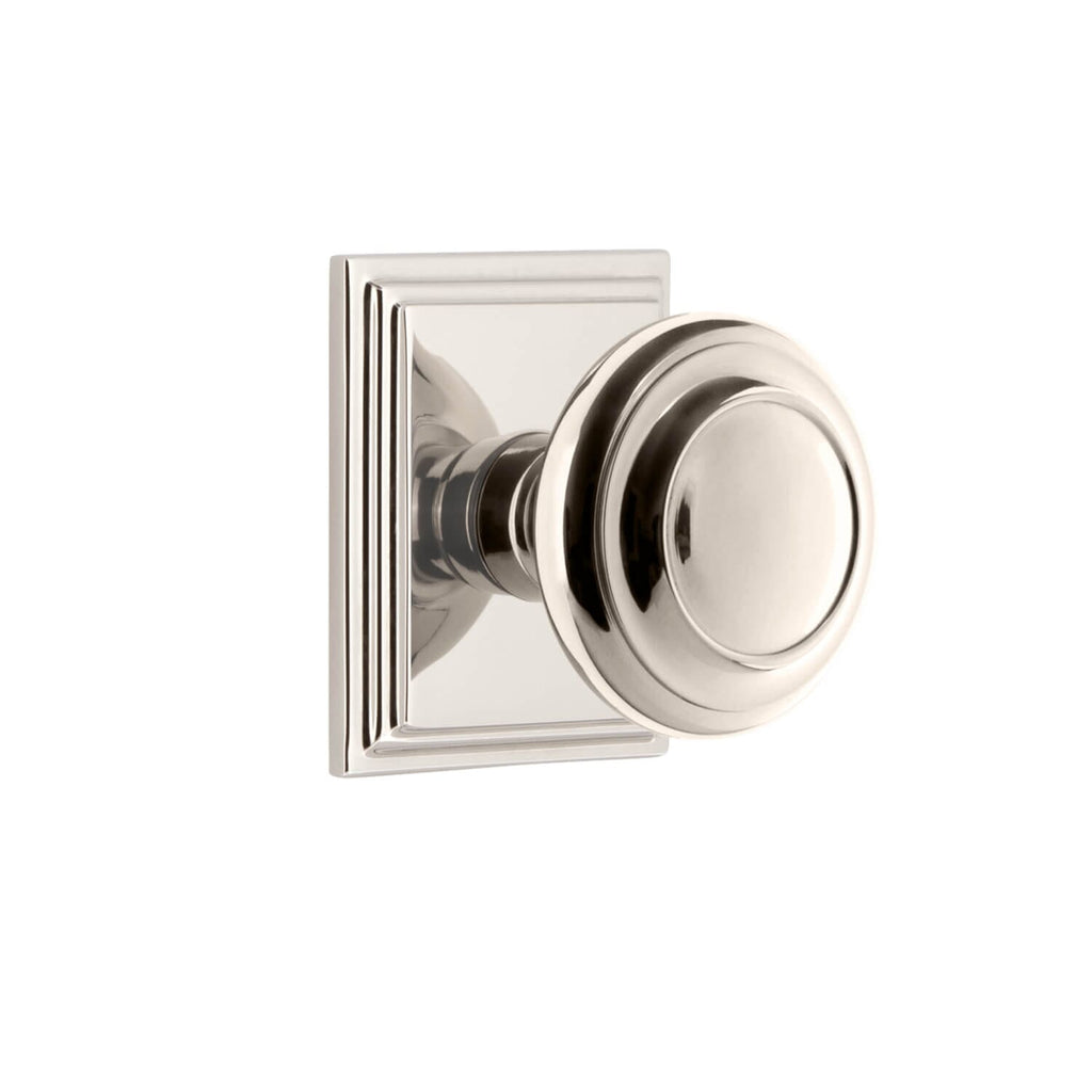 Carré Square Rosette with Circulaire Knob in Polished Nickel
