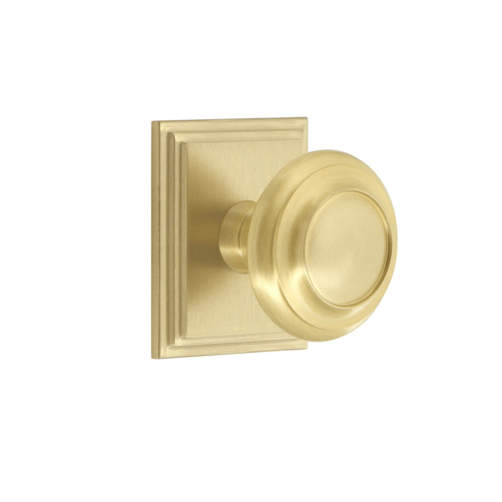Carré Square Rosette with Circulaire Knob in Satin Brass