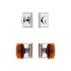 Carre Square Rosette Entry Set with Baguette Amber Crystal Knob in Bright Chrome