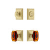 Carre Square Rosette Entry Set with Baguette Amber Crystal Knob in Satin Brass