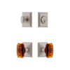Carre Square Rosette Entry Set with Baguette Amber Crystal Knob in Satin Nickel