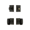 Carre Square Rosette Entry Set with Baguette Black Crystal Knob in Timeless Bronze