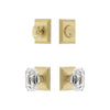 Carre Square Rosette Entry Set with Baguette Clear Crystal Knob in Satin Brass