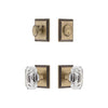 Carre Square Rosette Entry Set with Baguette Clear Crystal Knob in Vintage Brass