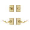 Carre Square Rosette Entry Set with Bellagio Lever in Satin Brass