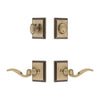 Carre Square Rosette Entry Set with Bellagio Lever in Vintage Brass