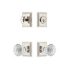 Carre Square Rosette Entry Set with Brilliant Crystal Knob in Polished Nickel