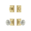 Carre Square Rosette Entry Set with Brilliant Crystal Knob in Satin Brass