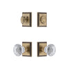 Carre Square Rosette Entry Set with Brilliant Crystal Knob in Vintage Brass