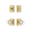 Carre Square Rosette Entry Set with Bordeaux Crystal Knob in Satin Brass