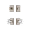 Carre Square Rosette Entry Set with Bordeaux Crystal Knob in Satin Nickel
