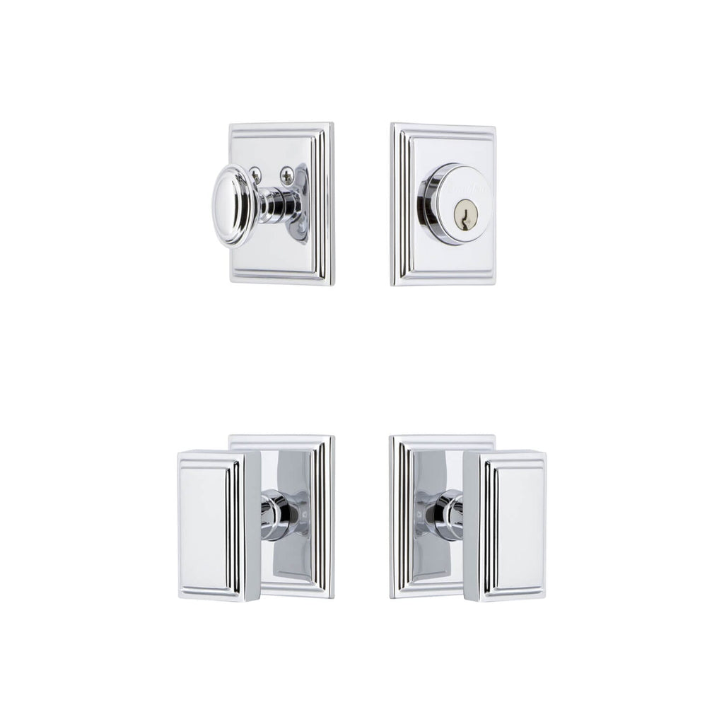 Carre Square Rosette Entry Set with Carre Knob in Bright Chrome