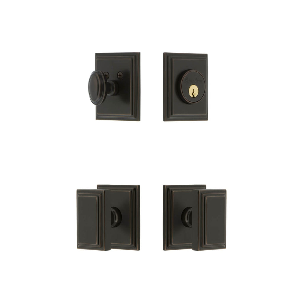 Carre Square Rosette Entry Set with Carre Knob in Timeless Bronze