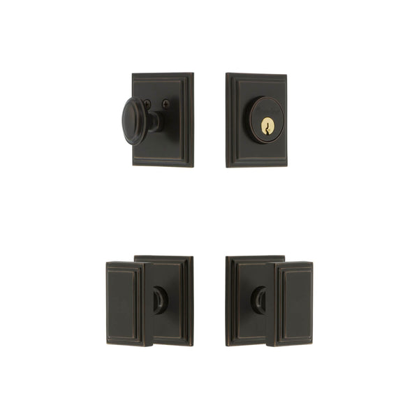 Carre Square Rosette Entry Set with Carre Knob in Timeless Bronze ...