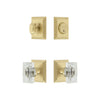 Carre Square Rosette Entry Set with Carre Crystal Knob in Satin Brass