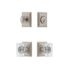 Carre Square Rosette Entry Set with Carre Crystal Knob in Satin Nickel